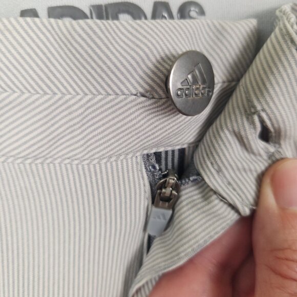 Adidas Golf Pants Size 34x32 Mens Flat Front Gray Stretch Striped - Picture 3 of 13